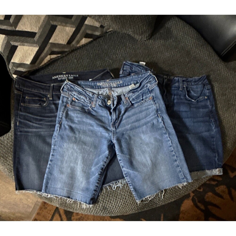 Lot of 3 American Eagle Super Stretch Women’s Cut Off Shorts 12 Mid Rise 10”